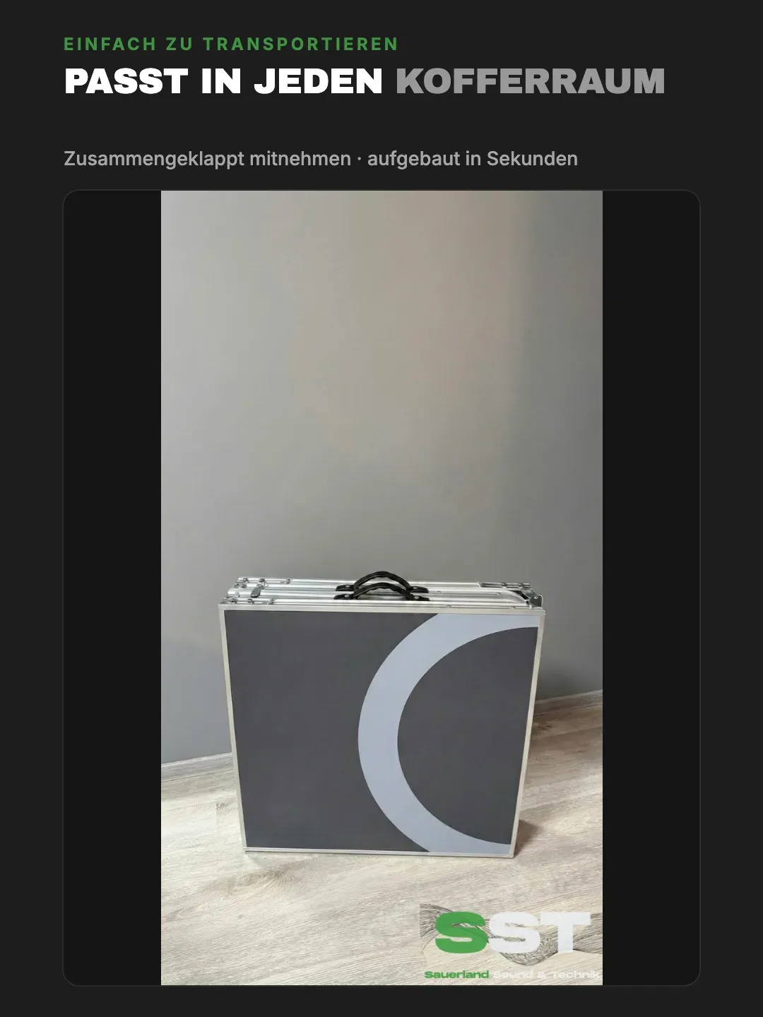 Der Bierpongtisch zusammengeklappt, passt in jeden Kofferraum