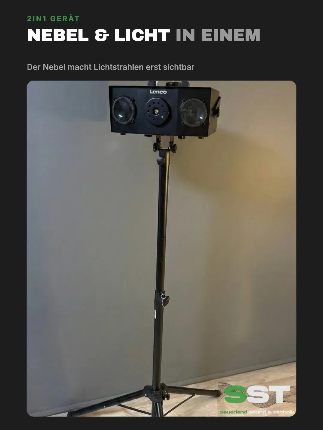 Nebelmaschine im reinen Nebelbetrieb ohne Licht