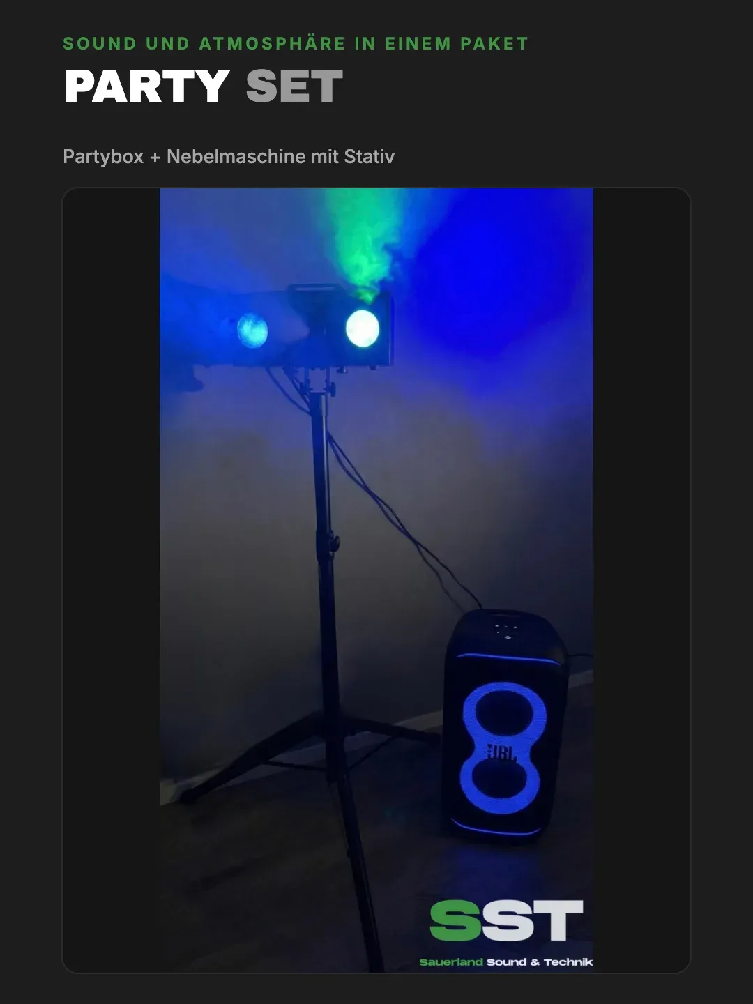 Party Set mit Partybox und Nebelmaschine